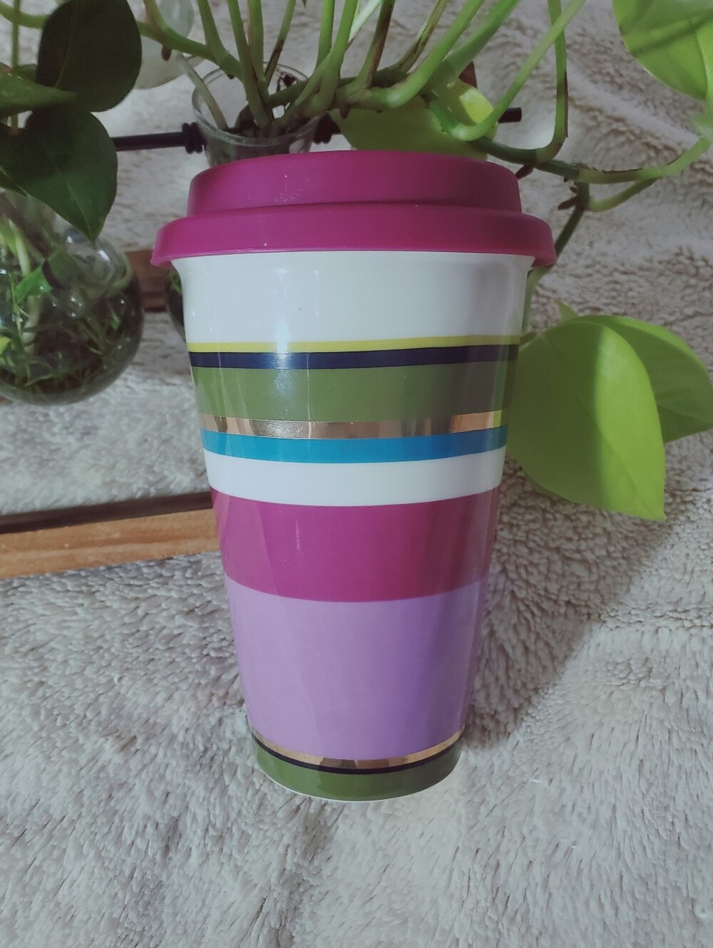 Vintage KATE SPADE Ceramic Striped Tumbler Mug